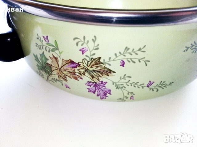 Стара неупотребявана емайлирана тенджера "МЗ Брацигово", снимка 2 - Антикварни и старинни предмети - 52886377