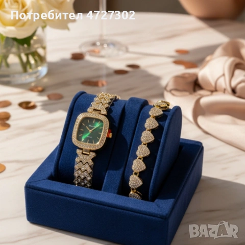 Елегантен дамски часовник с гривна – решение за подарък и ежедневен блясък, снимка 3 - Дамски - 53440676