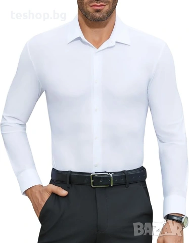 Мъжка вталена риза DEMEANOR бяла класическа размер S, снимка 2 - Ризи - 53490114