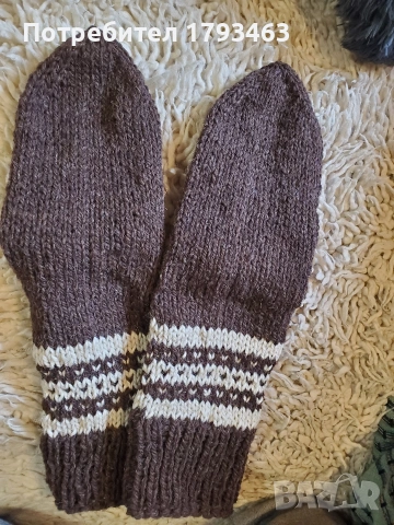 Ръчно плетени мъжки чорапи от вълна' размер 43, снимка 14 - Мъжки чорапи - 50749777