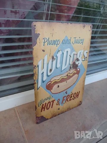 Метална табела хот дог топъл наденичка кренвир питка горчица кетчуп майонеза франзела, снимка 2 - Рекламни табели - 50381300