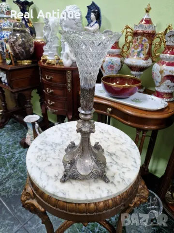 Антикварна колекционерска кристална  висока чаша бокал ваза ART Nouveau , снимка 2 - Антикварни и старинни предмети - 50023905