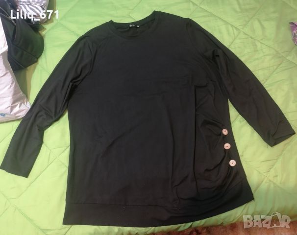 Черна блуза с копчета , снимка 2 - Блузи с дълъг ръкав и пуловери - 45864931