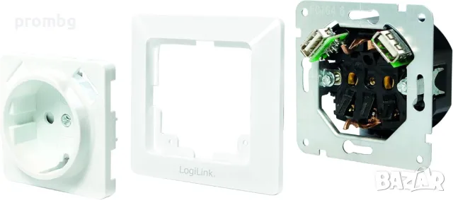 контакт с 2 USB порта, SCHUKO, Logilink-Германия, снимка 9 - Друга електроника - 42756073