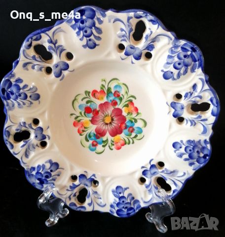 Синя чиния с цветя (Vestal?), снимка 1 - Декорация за дома - 45147857
