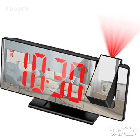 Нов дигитален LED будилник с огледало, с възможна проекция на таван или стена