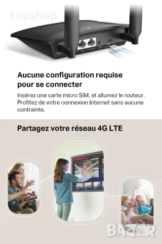 Чисто нов в целофан! TP-Link TL-MR110 4G LTE WiFi рутер N300Mbps, 4G CAT4 скорост до 150Mbps, SIM..., снимка 3 - Рутери - 51572593
