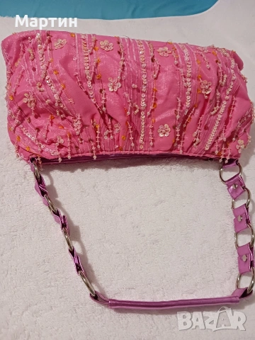 Розова чанта с паети