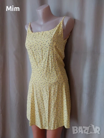 S/M Лятна жълта рокля на бели цветя , снимка 4 - Рокли - 50670367