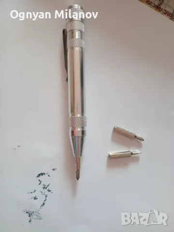 Преносима 8 в 1 алуминиева отвертка тип писалка с 8 накрайника! , снимка 3 - Отвертки - 50263817