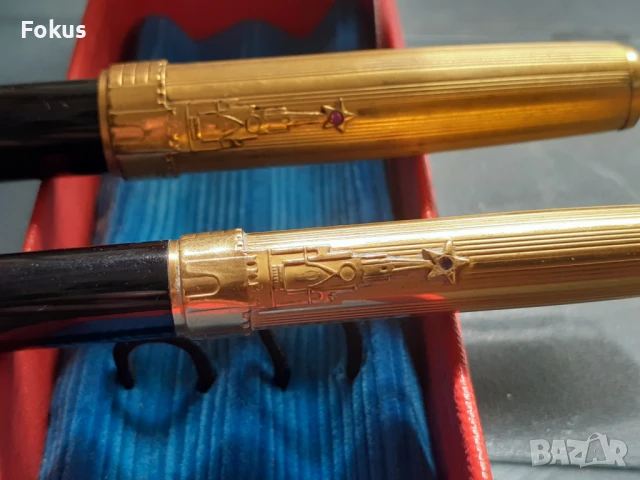 Комплект Союз писалка и молив с рубини златен писец позлата, снимка 2 - Антикварни и старинни предмети - 50929504