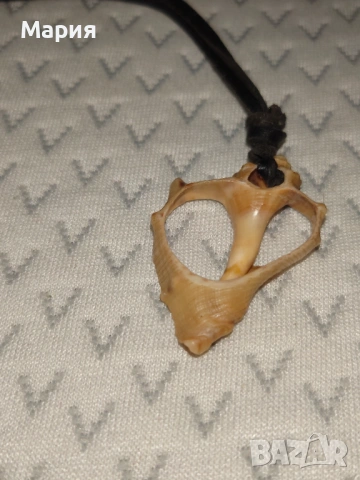 Кожен гердан с раковина, снимка 4 - Колиета, медальони, синджири - 53738292