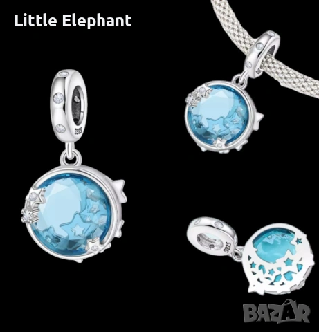 Pre order ✨ Сребърен талисман „Звездно небе“ – Небесносиньо сияние ✨/нов