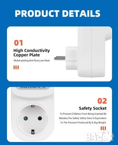 Taxnele Регулируем 16A AC 230V предпазител от пренапрежение за контакт, снимка 17 - Друга електроника - 52696270