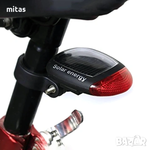 Соларна LED стоп светлина за велосипед, 2 диода, 4 режима, компактна, снимка 4 - Аксесоари за велосипеди - 52040073