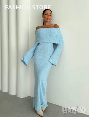 Рокля с паднали рамене в 4 цвята, снимка 5 - Рокли - 51988011