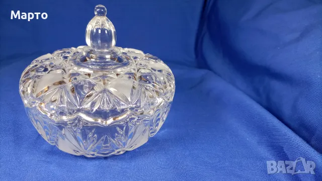 Масивна кристална захарница или бонбониера с капаче, снимка 6 - Прибори за хранене, готвене и сервиране - 50174083