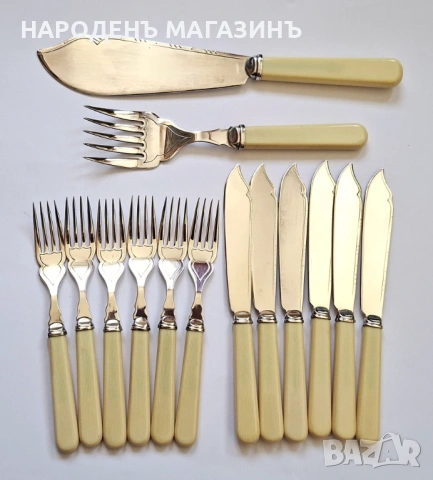 Английски посребрени прибори за хранене риба и за сервиране за 6 човека сервиз , снимка 5 - Други ценни предмети - 53738380