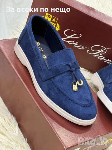 Loro Piana Дамски Велурени Сини Ежедневни Обувки Лоро Пиана Код E1294, снимка 5 - Дамски ежедневни обувки - 54130183
