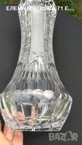 Масивна голяма кристална ваза с богата и сложна ръчна гравюра, снимка 3 - Вази - 46419659