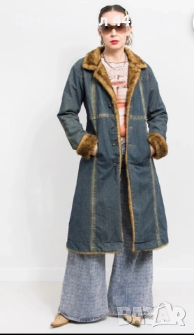 Дълго дънково палто,ново