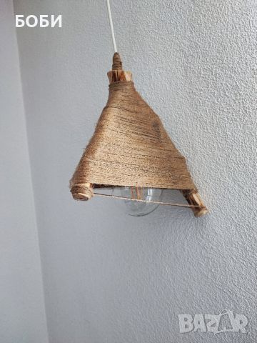 Дървен полилей с канап, снимка 2 - Лампи за таван - 46155072
