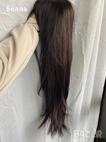 НОВА Кафява естествена перука! 100% високо качество, снимка 4 - Аксесоари за коса - 54045567