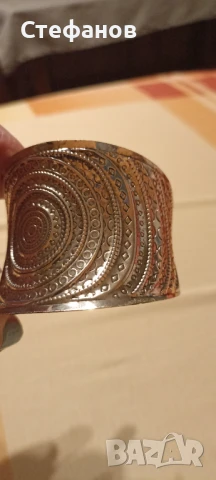 Широка дамска гривна метал антично сребро, снимка 3 - Други - 50647134