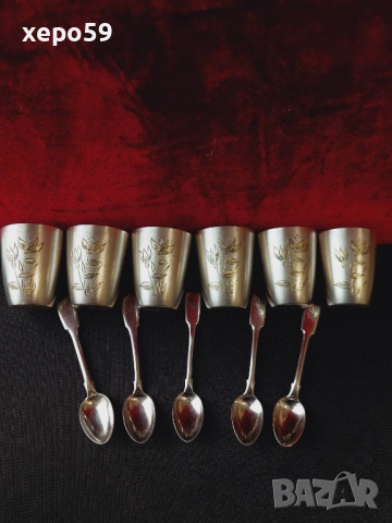 СССР-сребърни 875 чаши с позлата,шест броя/Царска Русия пет лъжички сребро 84-100 лв за брой/, снимка 3 - Чаши - 52350885