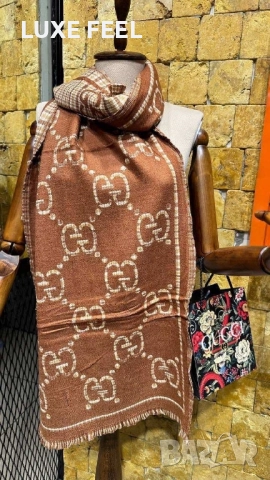 Дамски Шалове - Кашмир ⚜️ GUCCI , снимка 4 - Шалове - 52474190