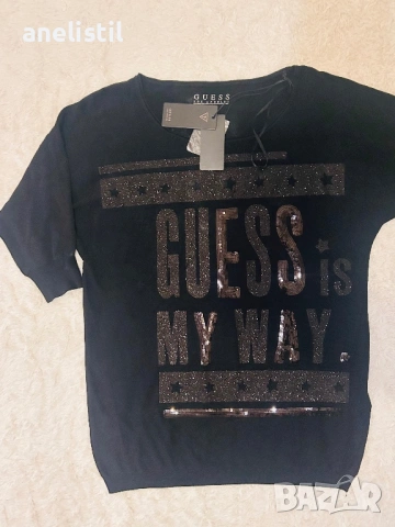 GUESS оригинална блуза с пайети XS – чисто нова с етикет