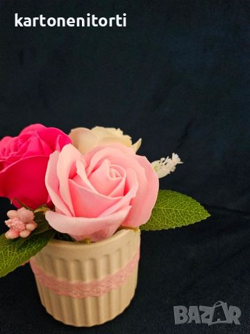 Кашпа със сапунени цветя рожден ден завършване на учебната година , снимка 3 - Други услуги - 45560322