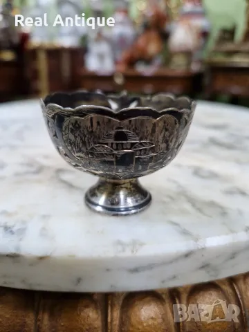 Чифт страхотни антикварни колекционерски сребърни зарфове , снимка 7 - Антикварни и старинни предмети - 50154118