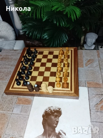  Шах-табла 34/34 с дървени фигури и  пулове, снимка 5 - Шах и табла - 41016677