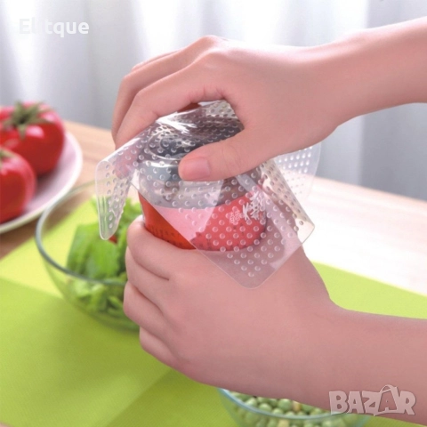 Комплект силиконови капаци за съхраняване на храна Stretch and Fresh, снимка 11 - Аксесоари за кухня - 52864097