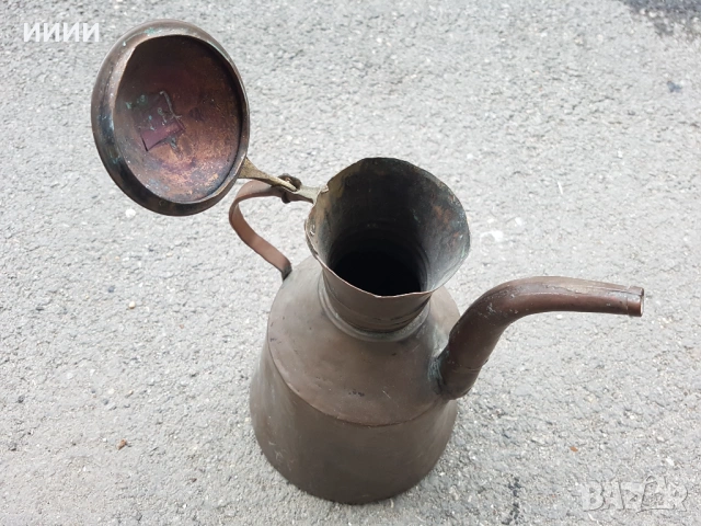 Османски бакърен ибрик гюм чайник  , снимка 3 - Антикварни и старинни предмети - 53284032