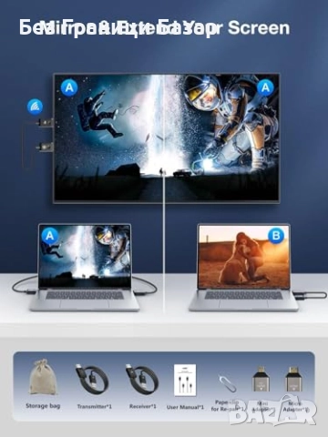 Нов 5G HDMI безжичен адаптер 1080P за видео, презентации, филми, лаптоп, снимка 6 - Друга електроника - 52582131