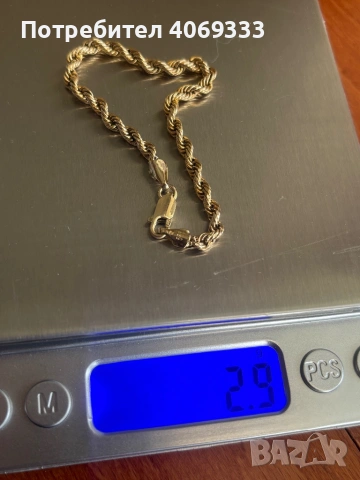Златна гривна 14карата  2.9гр 16.5см, снимка 9 - Гривни - 54172337