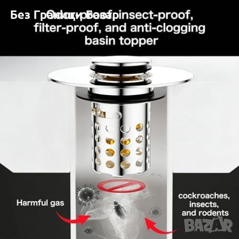 Нова Тапа сифон за баня 3 в 1 неръждаем филтър косми бързо оттичане, снимка 3 - Други стоки за дома - 53691756