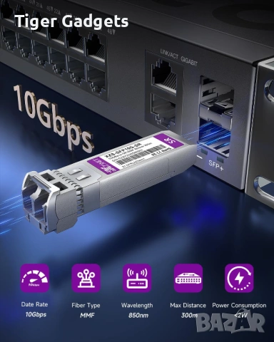 XZSNET 10GBASE-SR SFP+ модул 10Gb LC мултимодулен трансивър 2 броя, снимка 4 - Друга електроника - 54224585