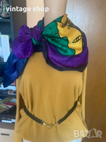 Копринен шал с абстрактен десен картина на Пикасо, снимка 7 - Шалове - 53821867