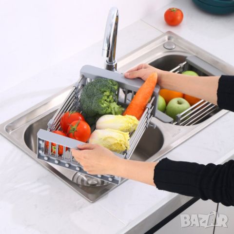 Кухненски телескопичен разтегателен сушилник за мивка, 30 x 22,5 x 9,5 см, снимка 4 - Други - 46420206