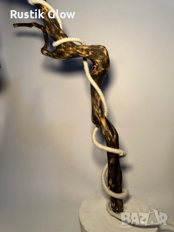 Настолна ръчно изработена рустик лампа, снимка 2 - Настолни лампи - 52240696