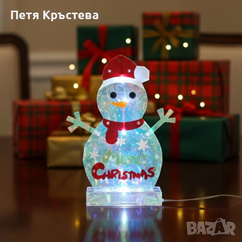 LED светещ снежен човек Merry Christmas