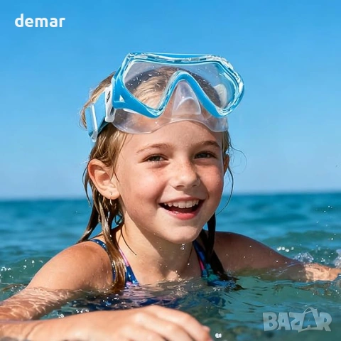 Детска маска за гмуркане Findway с еластична платнена каишка, 4-16 години, синя, снимка 4 - Други - 53594277