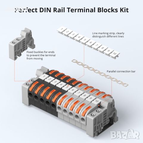 SONOFF Конектори за DIN шина 20бр., снимка 4 - Други инструменти - 46600052