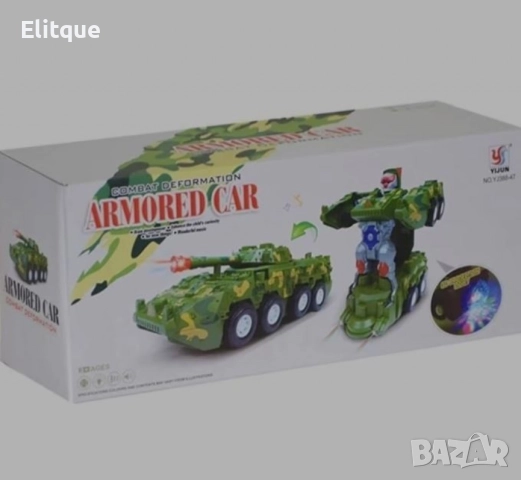 Трансформируем танк, бронирана кола, работещ с батерии робот, снимка 2 - Коли, камиони, мотори, писти - 52752882