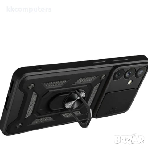 Силиконов твърд кейс bSmart Defender Slide, За Samsung Galaxy A56, Черен, снимка 3 - Калъфи, кейсове - 50860106