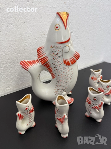 СОЦ порцеланов сервиз - "Семейство риби". №7715, снимка 2 - Антикварни и старинни предмети - 52738335