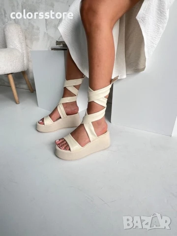 Сандали на платформа - бежова кожа - SML66

, снимка 2 - Сандали - 50634441